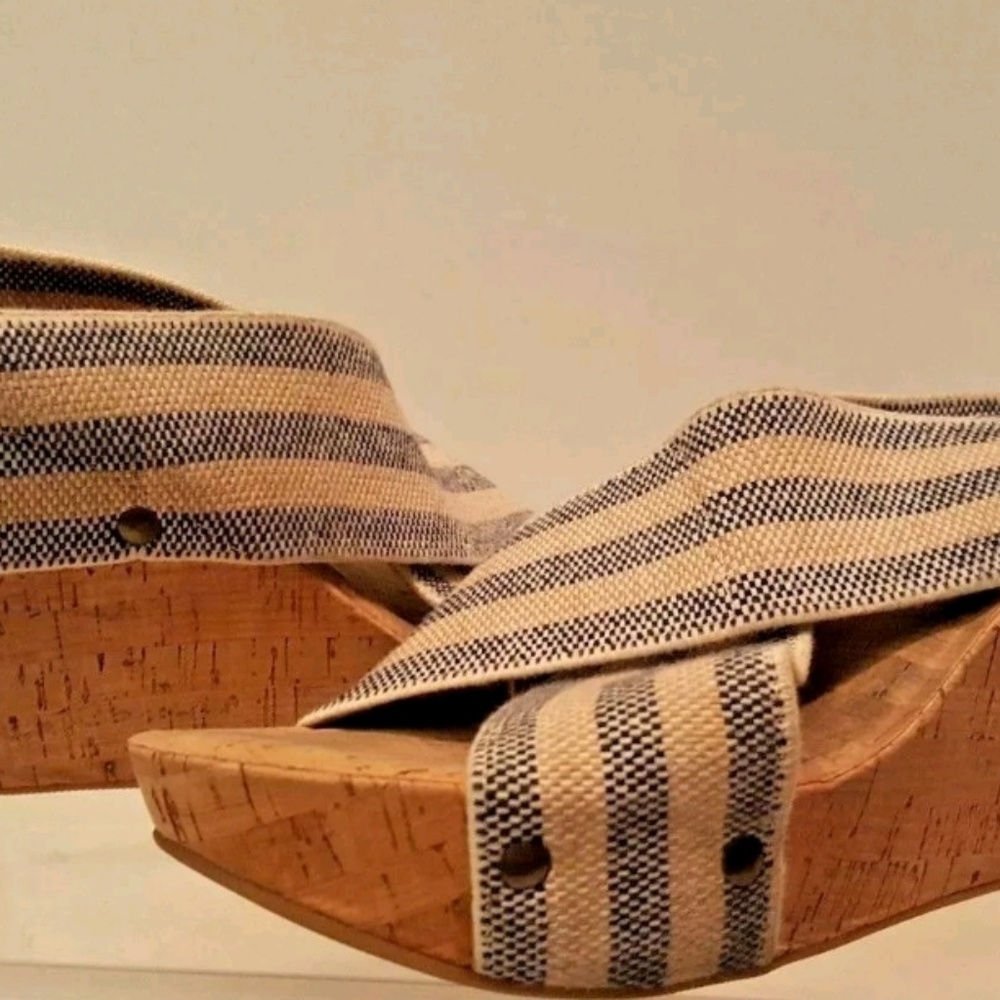 LUCKY BRAND MILLER Cork Wedge Heel Open Toe Slide